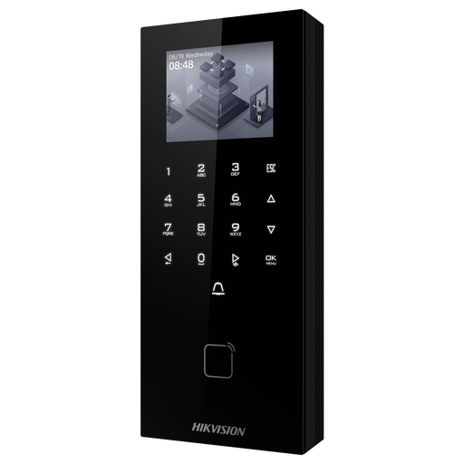 [DS-K1T807MBWX-QRE1] Hikvision DS-K1T807MBWX-QRE1 Terminal de Contrôle d´accès et de présence Carte MF, QR dynamique et PIN - TCP/IP, WiFi, USB, RS485 et Wiegand 2.4" TFT | Contrôleur intégré iVMS-4200 | Hik-Connect 