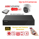 HIKVISION 4MP Surveillance Camera Kit – Up to 8x 4MP Dual-Light Turret IP Cameras (DS-2CD1343G2-LIU) – Lite Series 8-Channel PoE NVR – Pre-installed 4TB Hard Drive