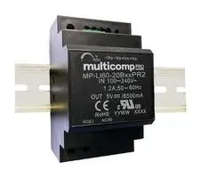 [DINPSU-24V60W] MULTICOMP PRO  Rail DIN AC/DC (PSU), 120 à 370VDC, ITE, 1 output  60 W, 24 VDC, 2.5 A MP-LI60-20B24PR2