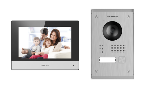 [DS-KIS703-P] Hikvision DS-KIS703-P 2-Wires IP video intercom kit 1x call button   Surface / flush mounting - - 7Inch Touch WIFI Monitor