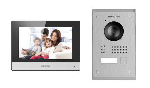 [DS-KIS703Y-P] Hikvision DS-KIS703Y-P2-Wires IP video intercom kit 1x call button   Surface / flush mounting - - 7Inch Touch WIFI Monitor