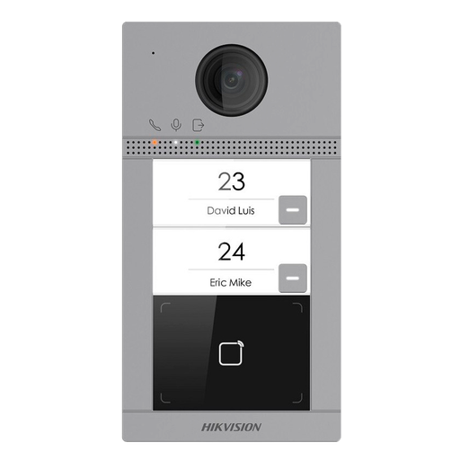 [DS-KV8213-WME1/S]  Poste de porte Hikvision DS-KV8213-WME1/S Surface Aluminium 2 x Bouton, PoE/ 12 VDC, Carte Mifare WIFI - 2 relais